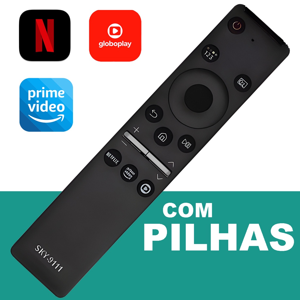 Controle Tv Samsung Smart 4K Led Universal Botão Aplicativos Netflix, Prime Video e GloboPlay