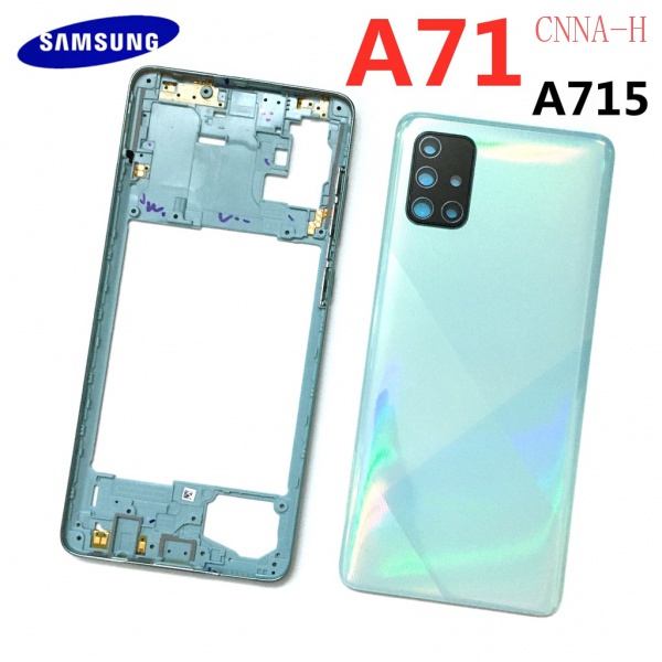 Para Samsung Galaxy A71 2020 A715 A715F Chassis Oriente Quadro Da Bateria Habitação Original Caso Tampa Traseira + Lente Câmera Peças De Reparo