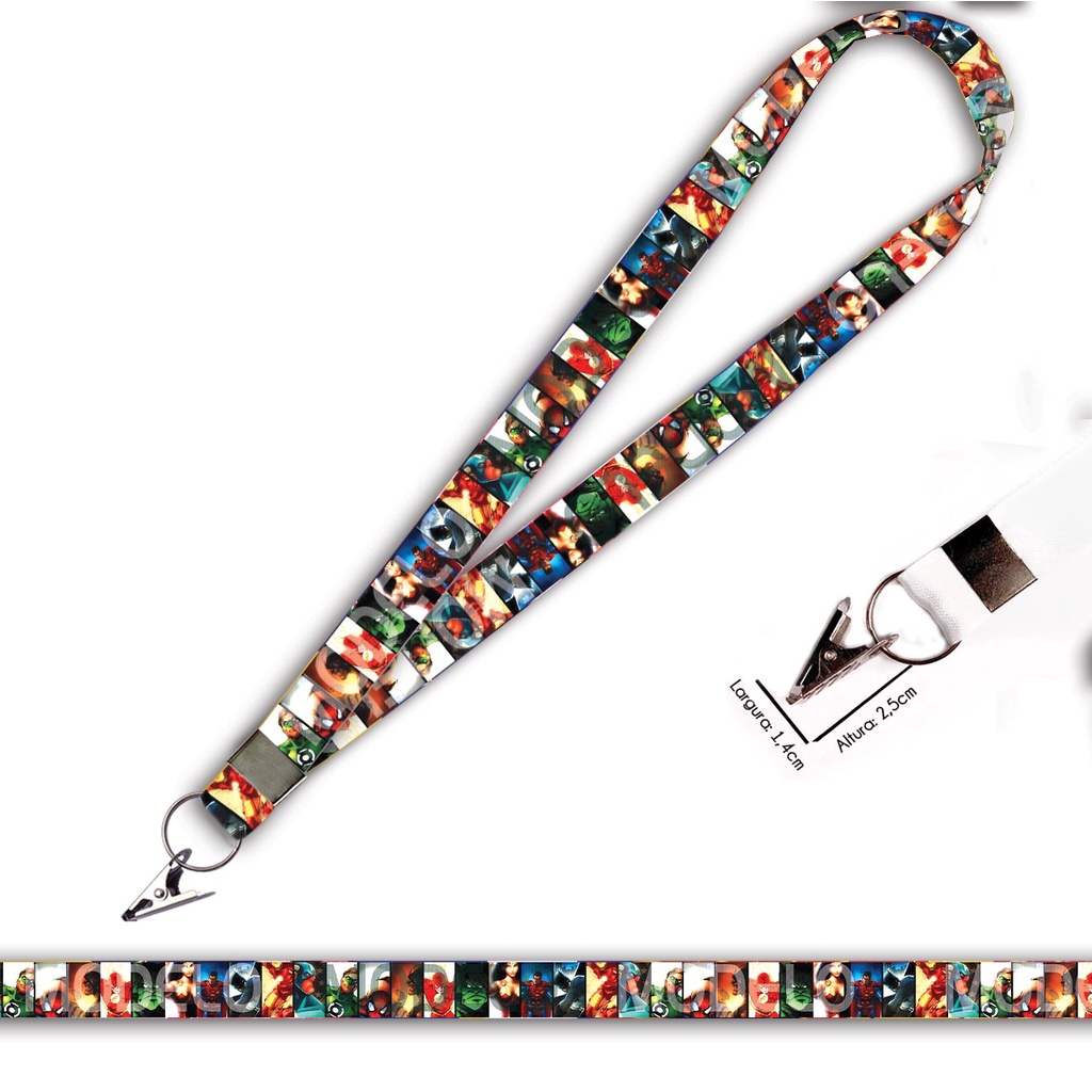 Cordão personalizado Marvel Personagens para Crachá com Jacaré e Argola | Shopee Brasil