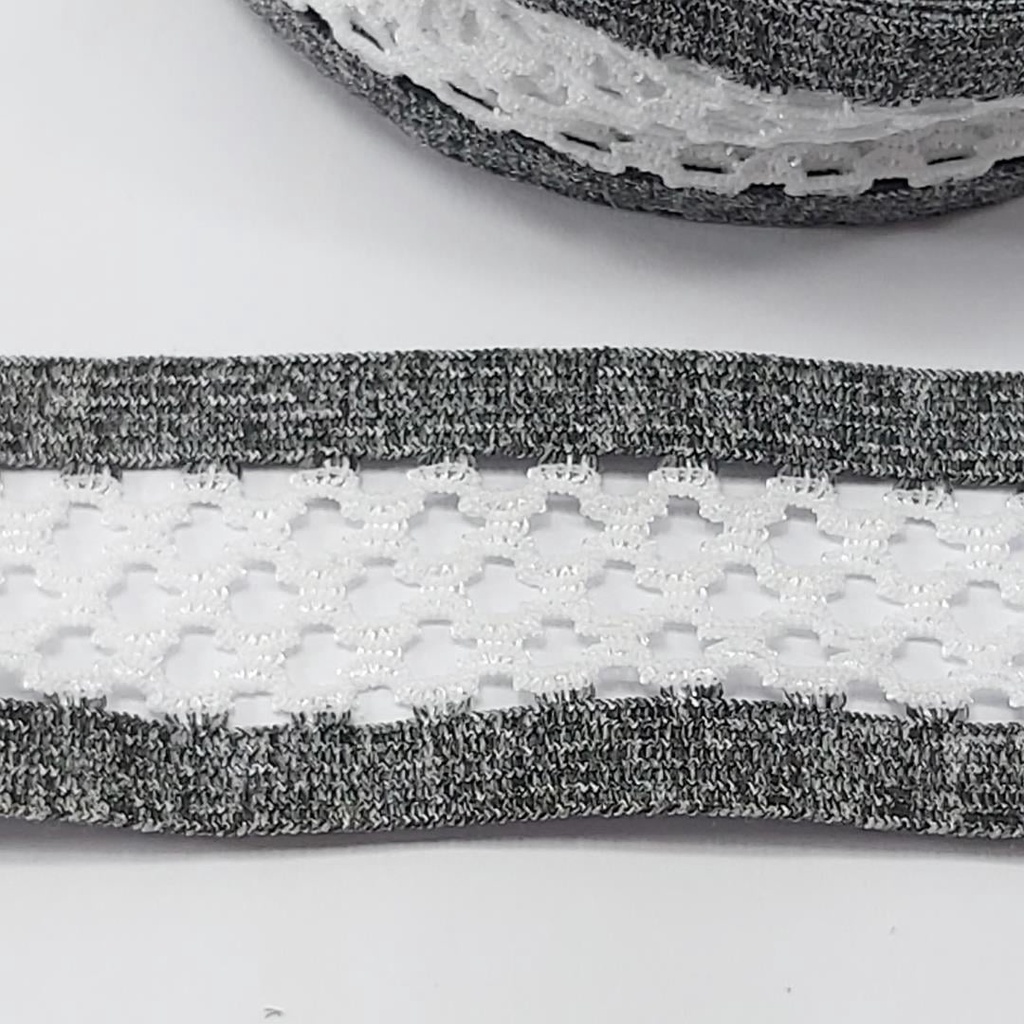 Elástico Tela Sporty Melange 3,6cm  Cinza/Branco o metro 3810 001 - 339A25