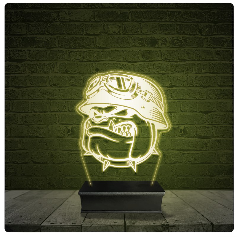 Led Luminária Acrílico Abajur - Bulldog Cachorro Moto