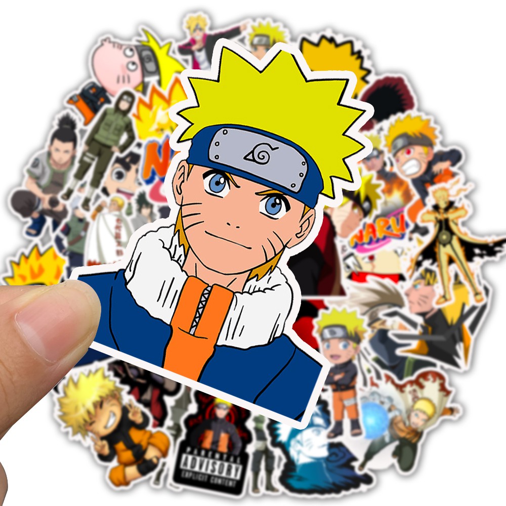 50Pçs Adesivo de Vinil Impermeável de Desenho Naruto Retrô para Skateboarding / Snowboarding / Grafite / Notebook