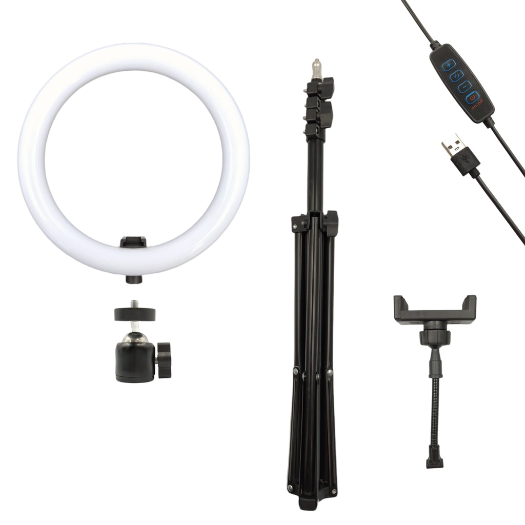Ring Light Iluminador 8, 10 e 12 Polegada Com Tripé 1,10m Ajustável KIT TikTok Youtube