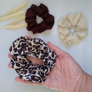 Kit Scrunchie Modelo Basico (Sem Laço) Estampa Animal Print - Oncinha