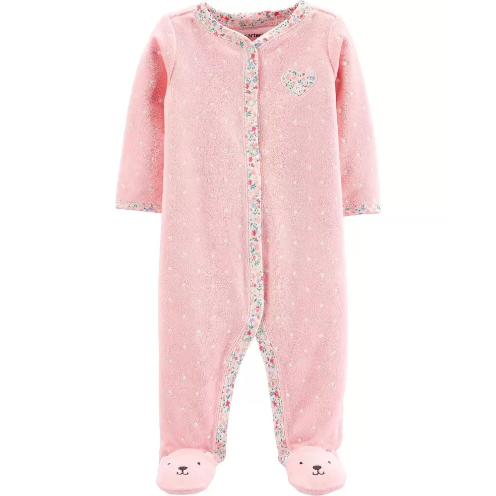 Macacão Carters Menina Coração com pézinho Rosa Florido