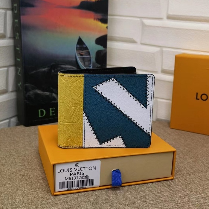 Com caixa] Nova carteira Louis Vuitton, carteira masculina lv carteira azul  tintura - Escorrega o Preço