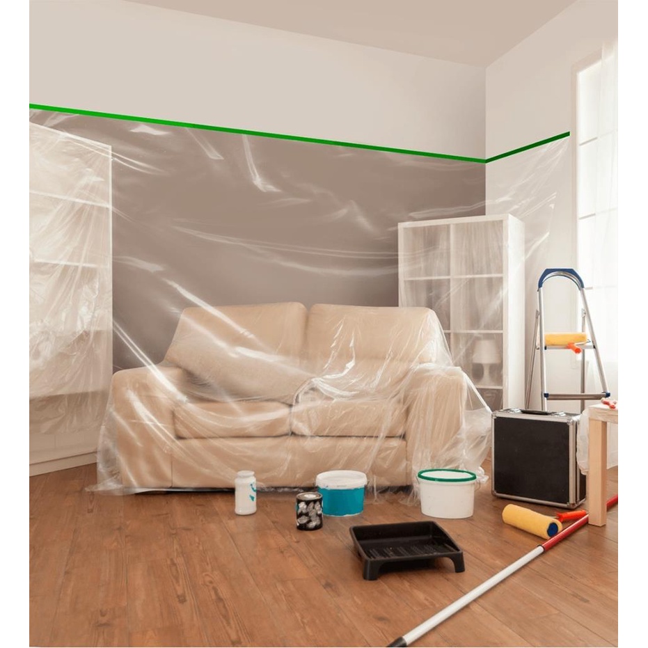 Plastico C/fita Adesiva 2,40x11 Mts Protecao Pintura Moveis