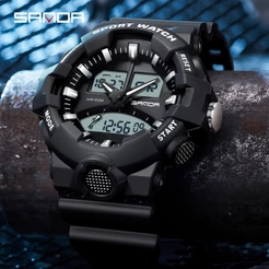 SANDA Relógio De Pulso De Quartzo Masculino Com Mostrador Duplo/Digital Calendário/Cronógrafo/Luminoso/3130-4