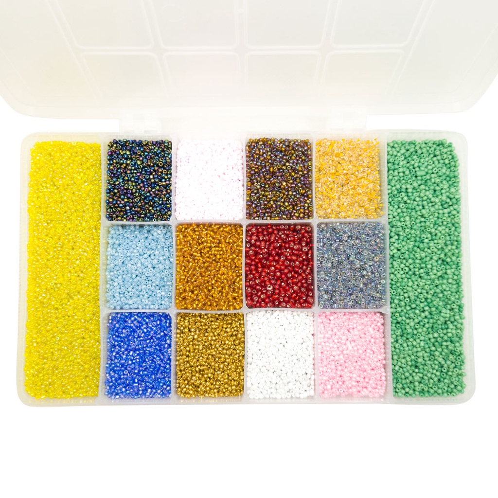 Kit Miçanga Pulseira Colar Choker 14 Cores 2mm 40000pçs + Caixa Divisória em Oferta na Shopee