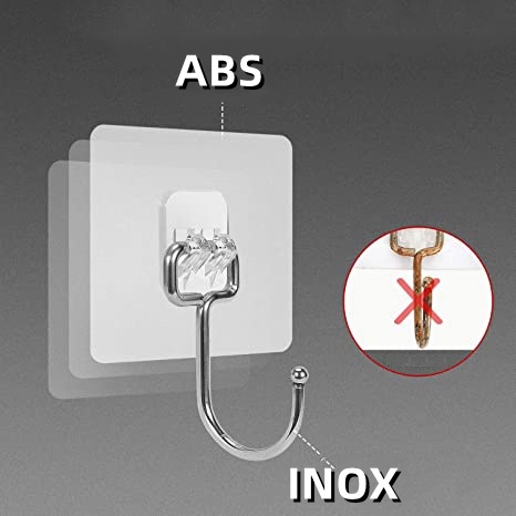 Kit 10 ganchos adesivos multifuncionais transparentes