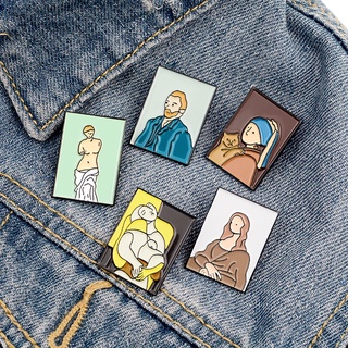 Alloy Brooch High-end Cartoon Mona Lisa Van Gogh Oil Painting Badge Accessories Backpack Accessories Clothes Accessories