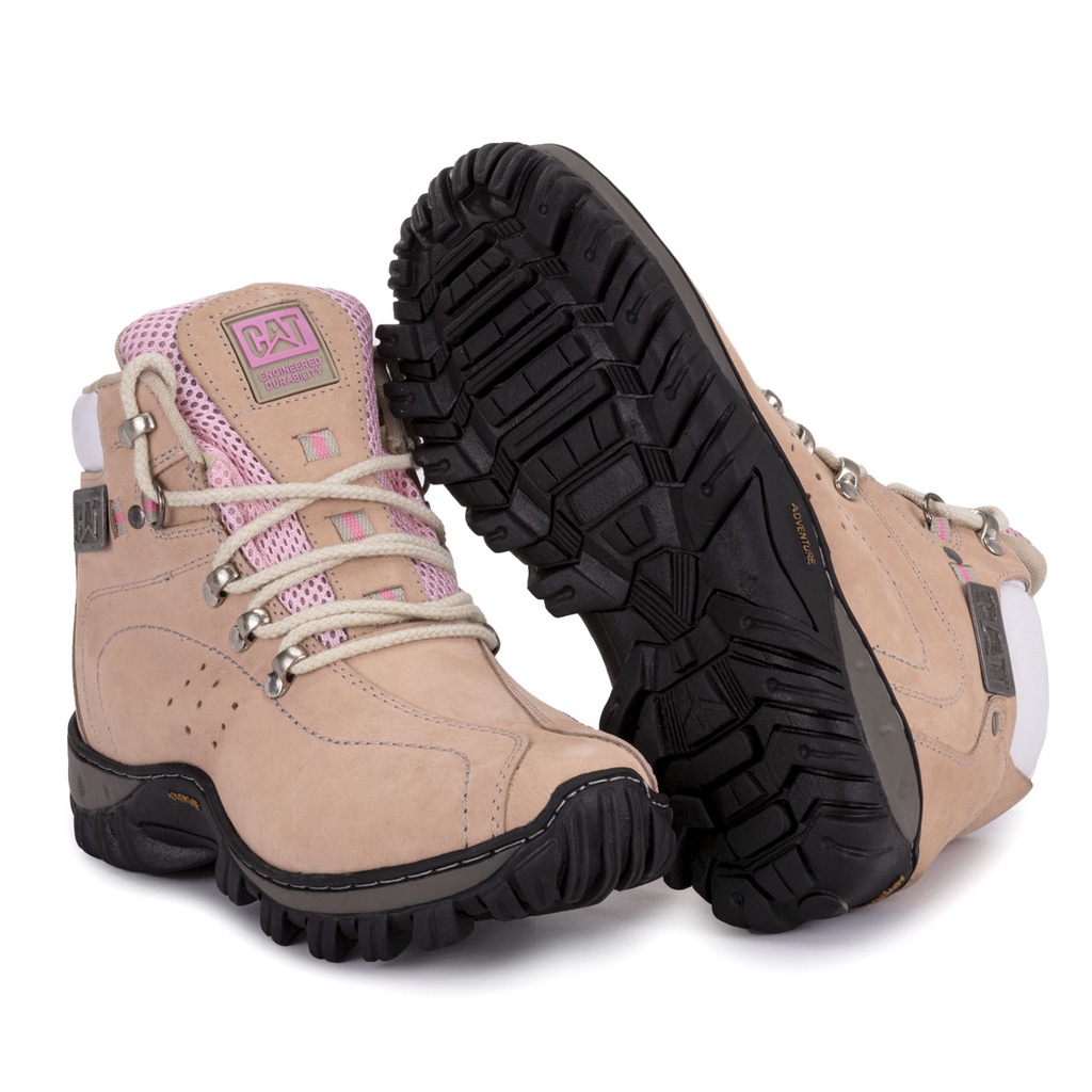 Bota Original Caterpillar Feminina Confortável Couro Legitimo Rosa palmilha Gel em Oferta na Shopee