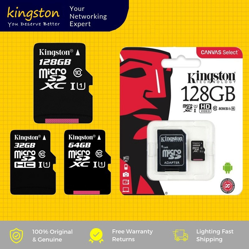 Entrega Rápida Cartão De Memória SDHC Kingston Micro SD Classe 10 80MB/s 16GB/32GB/64GB/128GB/256GB/512GB