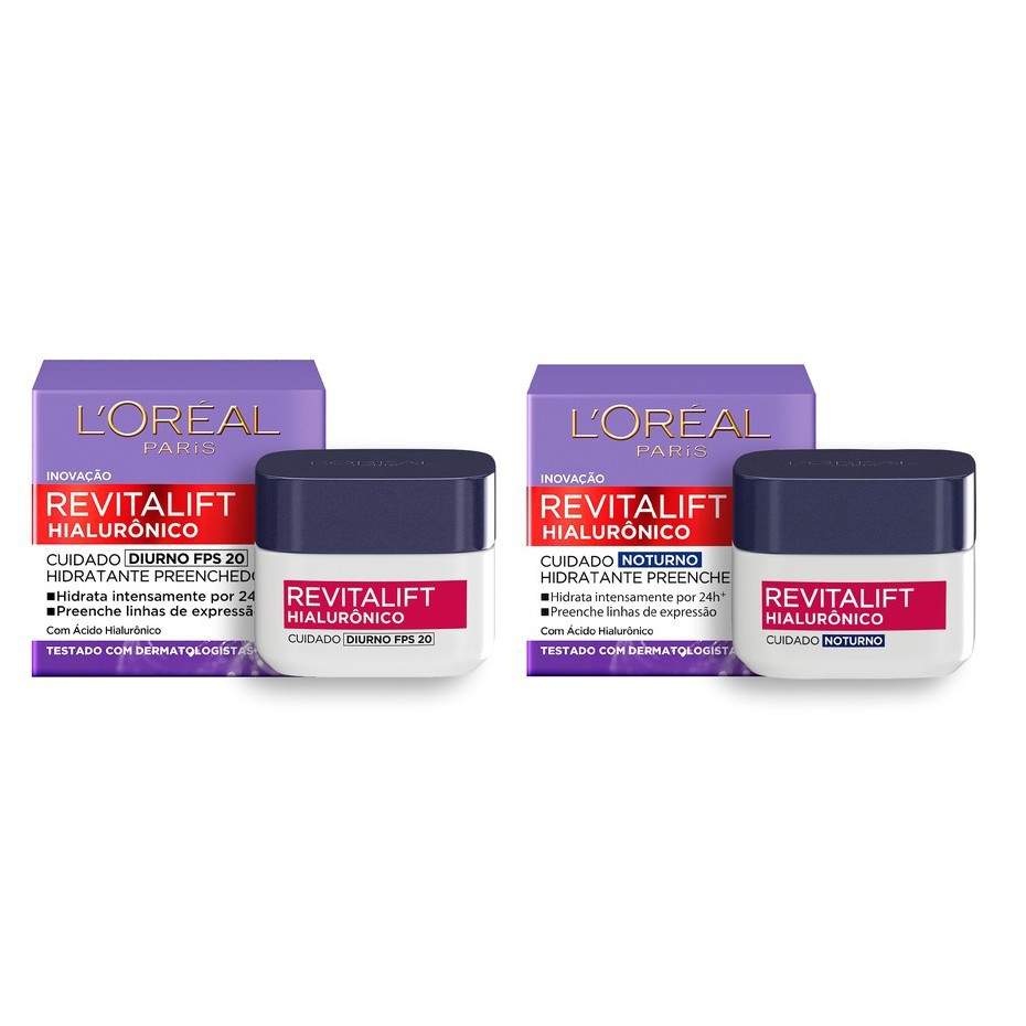Kit Creme Revitalift Hialurônico Diurno Fps20 + Noturno Loréal Paris - 2 Itens em Oferta na Shopee