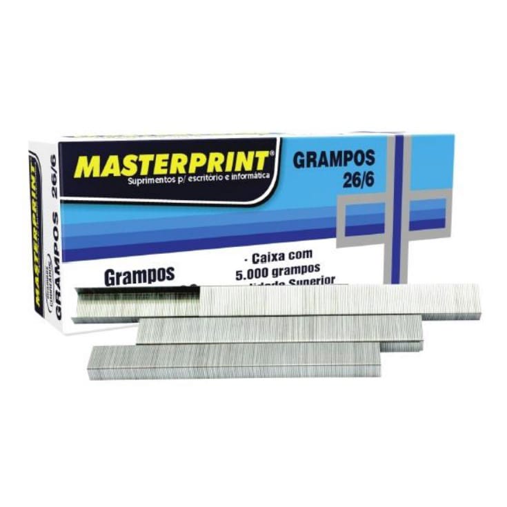 Grampos para Grampeador 26/6 Galvanizados Caixa com 5.000 Grampos Masterprint em Oferta na Shopee