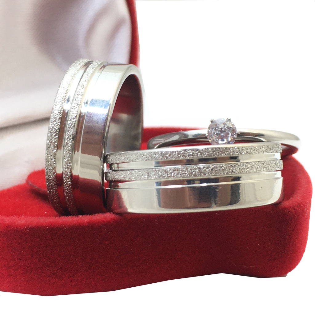 Par de Aliança Grossa de Namoro Compromisso Anatômica 8mm com Friso Jateado + Solitário em Oferta na Shopee