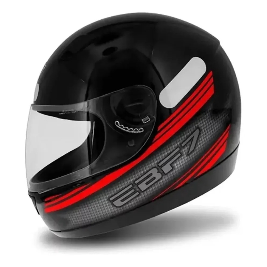 CAPACETE MOTO EBF 7 MODELO CARBON PRETO E VERMELHO