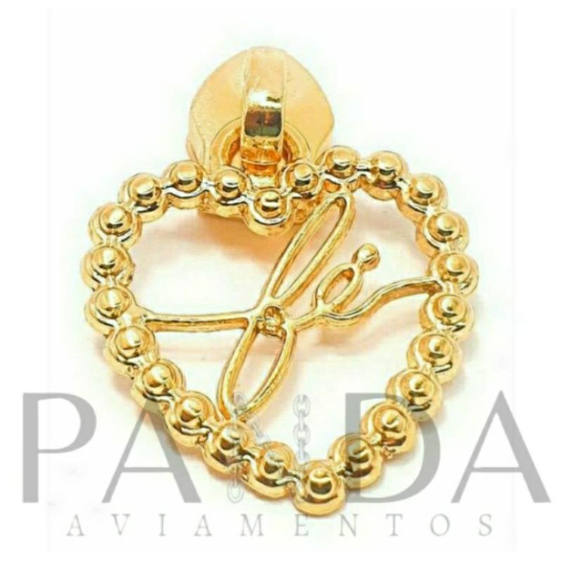 Cursor de Zíper Nº5 - FÉ CORAÇÃO DOURADO Kit C/ 4 Unidades