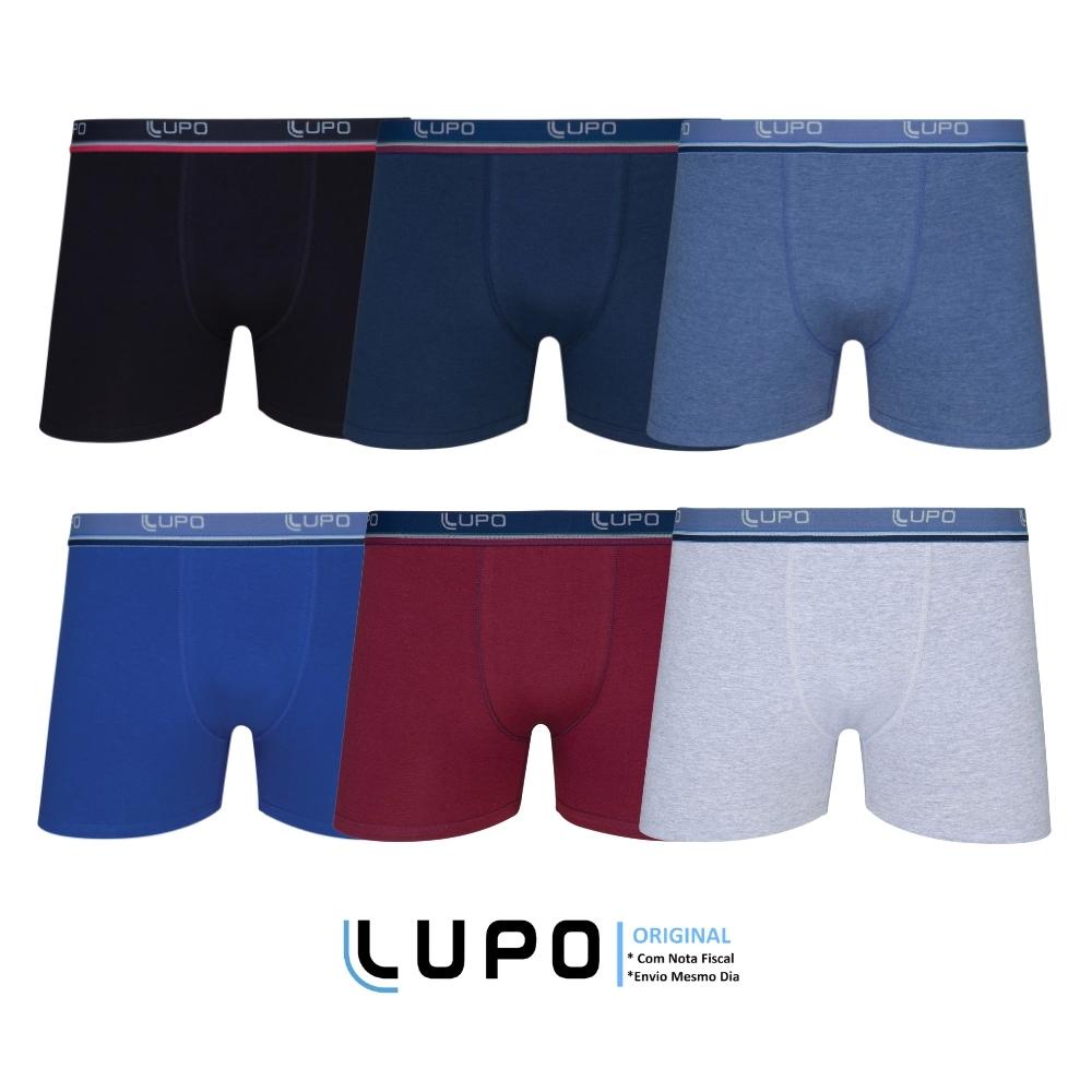 Kit De 6 Cuecas Originais Lupo Boxer Box Básica Em Algodão Cotton Com Elastano