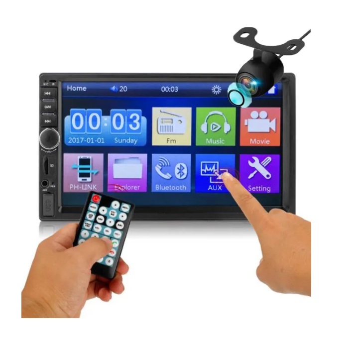 Central Multimídia Mp5 2din Bluetooth com Camera De Ré Colorida - Touch Screen