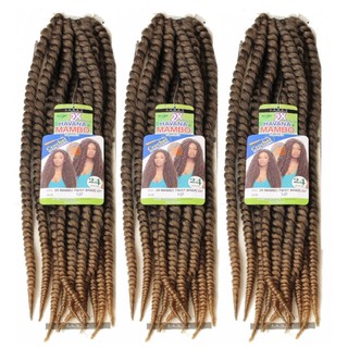 Pacote com 3 Cabelo Twist Torcido p/ Crochet Braid Havana Mambo 60cm/400g