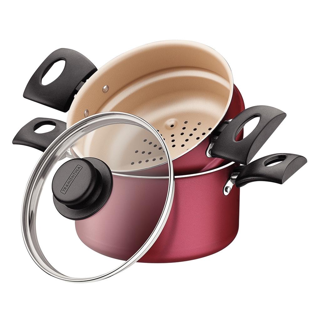 Cuscuzeira Antiaderente Turim 16cm Vermelha Tramontina em Oferta na Shopee