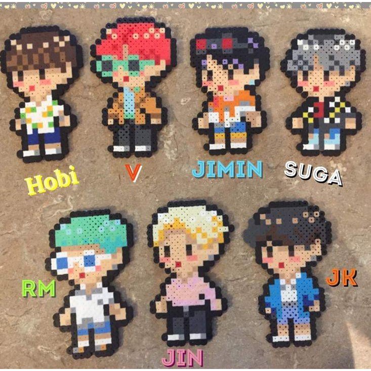 Chaveiro / Imã / Broche personalizado hama beads BTS integrantes