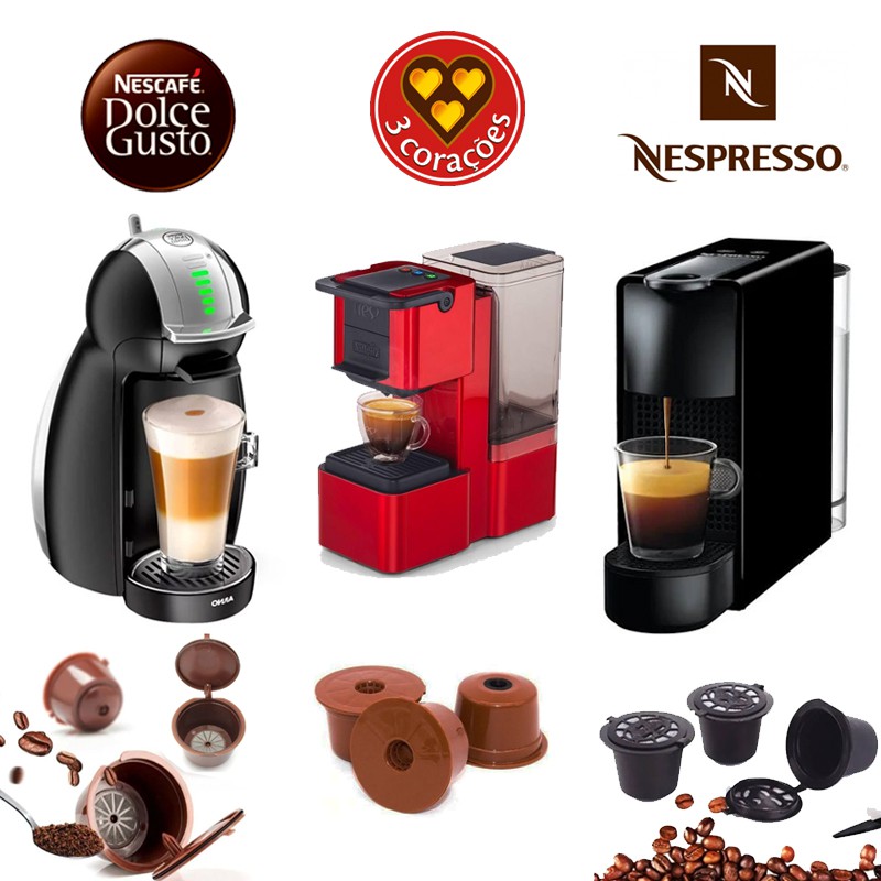 Cápsula café reutilizável Três corações/Dolce Gusto/Nespresso Shopee