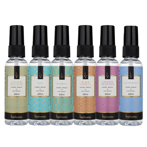 Home Spray Via Aroma 60ml Fragrância Caseira Aromatizador de Ambiente