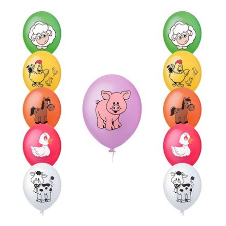 Balão Bexiga Fazendinha - 25 Unidades - Sortido - Festa em Oferta na Shopee