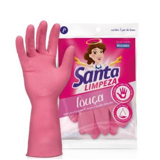 Luva Louça Tarefas Delicadas Extra Feeling Santa Limpeza Rosa