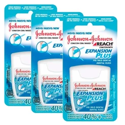 Kit 3 Fio Dental Regular Reach Expansion Plus Johnson's 50m