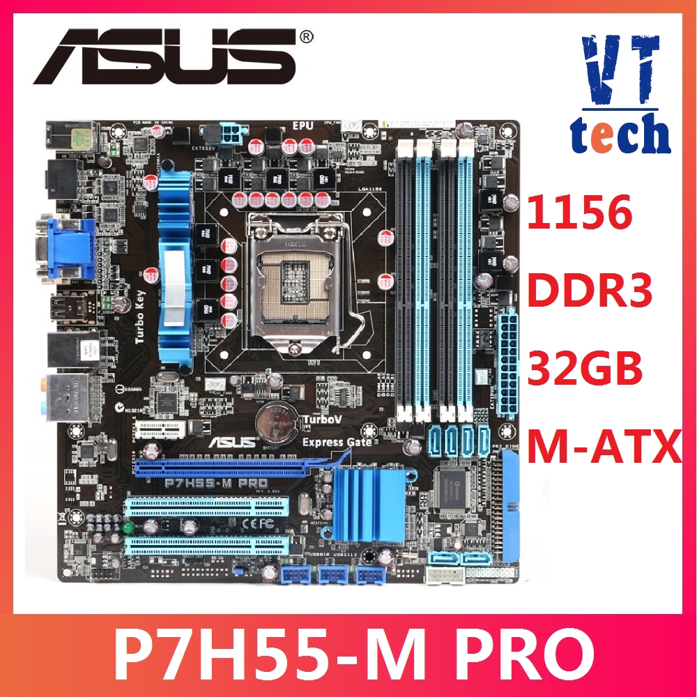 ASUS P7H55M PRO original motherboard DDR3 LGA 1156 Support I3 I5 cpu