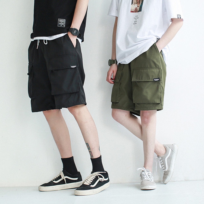 Short Masculino Casual Cargo Shorts Bermuda Multi-Bolsos Estilo Hip Hop Folgada De Verão
