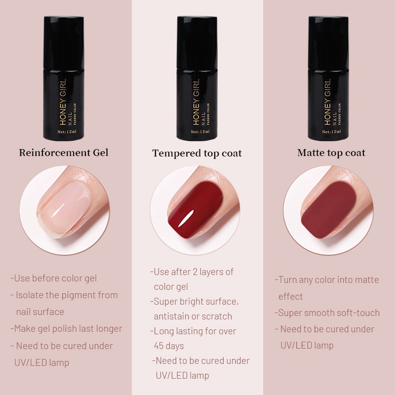12ml Nail Polish Base coat/ Matte Tempered Top coat / Reinforcement Gel Shopee Brasil 12ml Nail Polish Base coat/ Matte Tempered Top coat / Reinforcement Gel Shopee Brasil