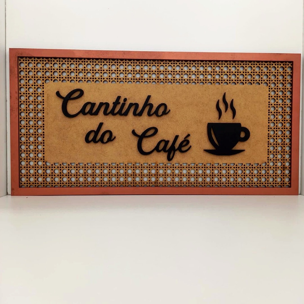 Placa Aplique Frase Cantinho do Café em MDF 3mm, Quadro vazado cozinha Coffe Amor presente Minimalista Decorativo Decoração