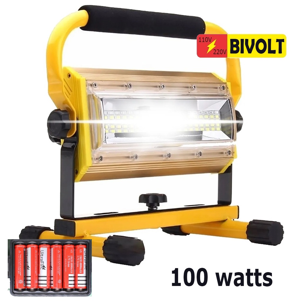Holofote Refletor Recarregavel Led 100W à Prova D'Água GT595 Lorben