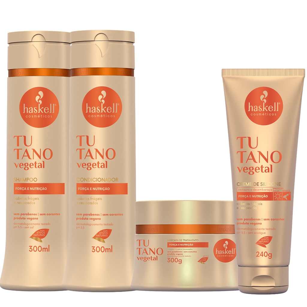 Kit Haskell Tutano Vegetal Shampoo Condicionador e Máscara + Creme de Silicone 250g