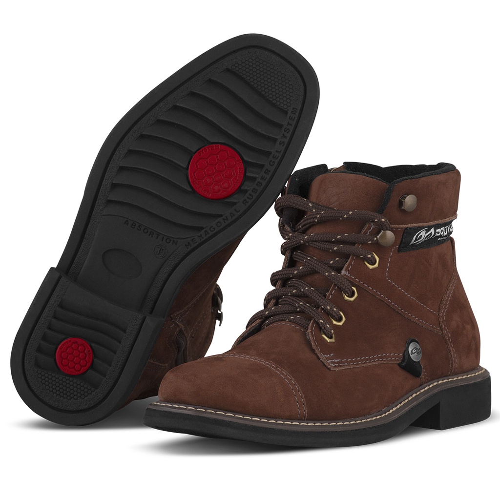 Coturno Bota Casual Pro Tork em couro e solado emborrachado