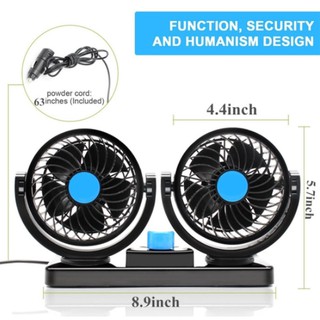 Ventilador De Cabeça Dupla Do Carro Veículo Automóvel Dc 12v Rotação 360°