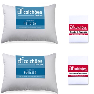 Kit 2 Travesseiros Antialérgico com Capa Impermeável 45x65cm BF Colchões
