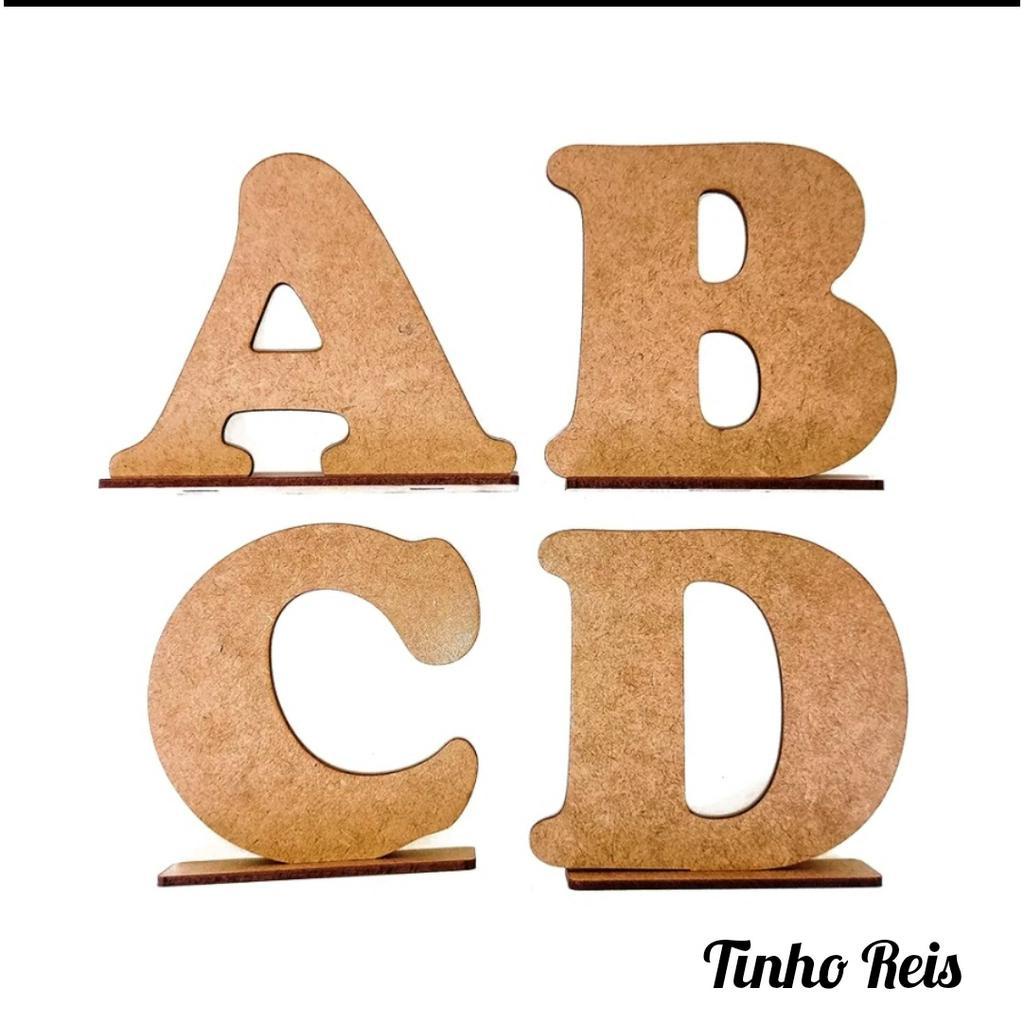 Letra e Números de Mesa em MDF Laser Com base Letra com 10cm altura