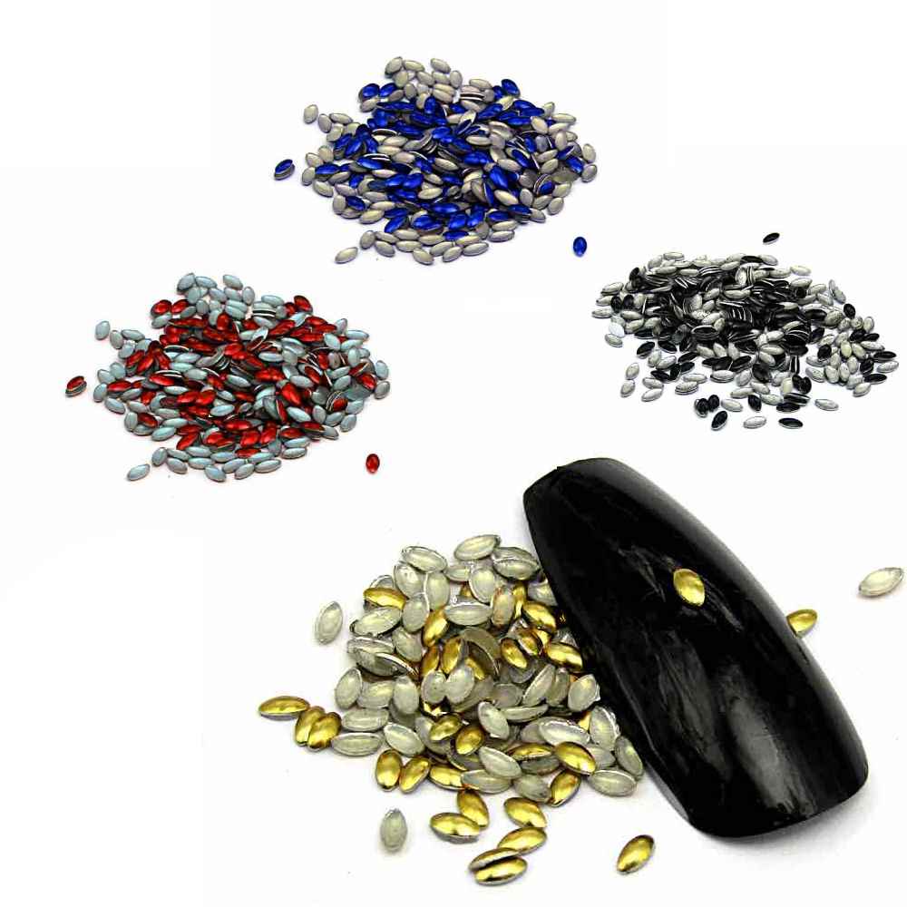 TACHINHA NAVETE 3X1MM 500 PEÇAS 7 OPÇÕES DE COR DECORAÇÃO DE UNHAS NAIL ART MANICURE 3D