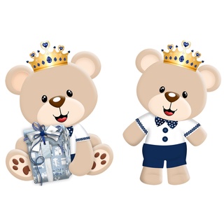 ursinho principe kit decoração de festa cha de bebe 4 display de mesa 20cm
