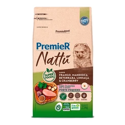 Ração Premier Nattu para Cães Filhotes de Pequeno Porte Sabor Mandioca - 2,5Kg