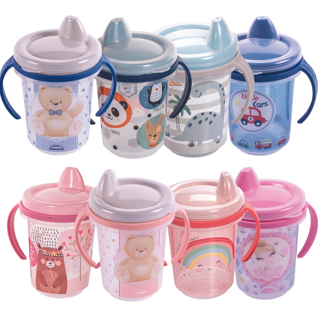 Copo Infantil com Alça 330ml Menino e Menina | Shopee Brasil
