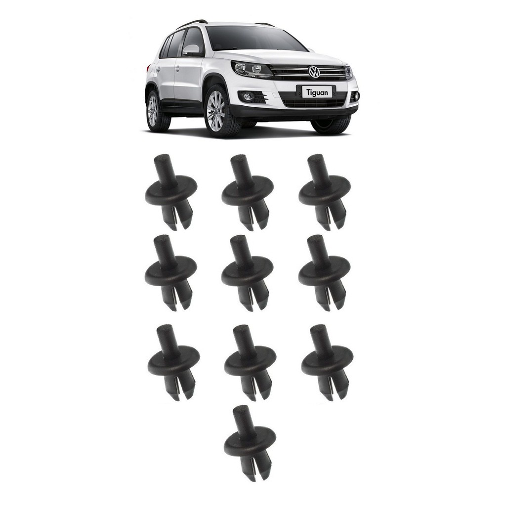 Kit 10 Grampo Presilha Suporte Placa Parachoque Tiguan 2009 a 2018