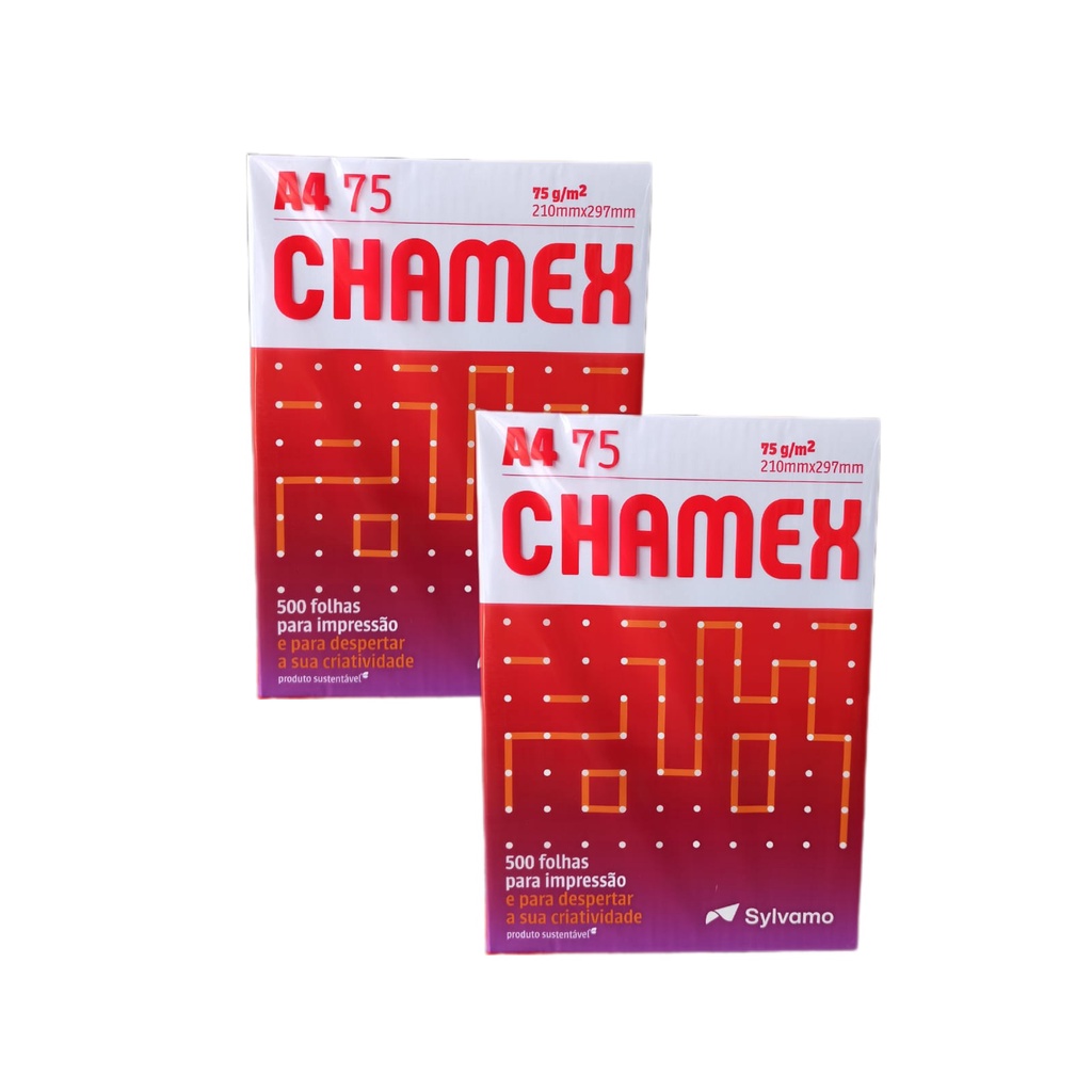 Papel A4 Chamex - Branco 75g/m2 - 210mmx297mm - (500 folhas) - Kit com 02 pacotes em Oferta na Shopee