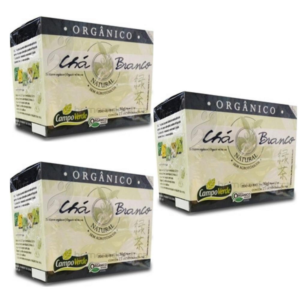 Kit 3cx Chá Branco – Orgânico (30 sachês) – Campo Verde