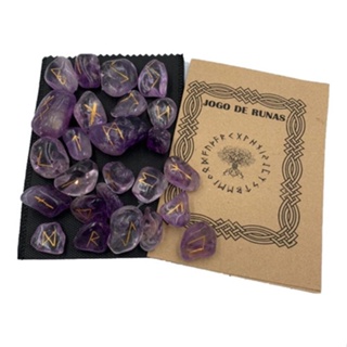 Jogo De Runas Nórdico Celta Futhark Ametista 1 A 3cm em Oferta na Shopee